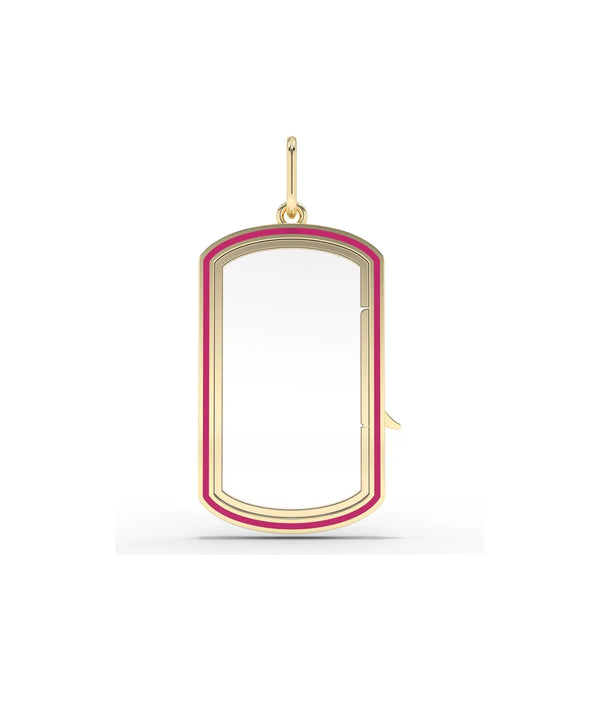 Enamel Glass Locket Charm 20x12mm oval shape with colorful enamel accents solid gold alternate view
