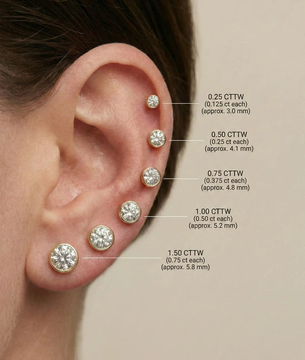 Bezel Set Martini Stud Earrings Diamond Gold Pair alternate view