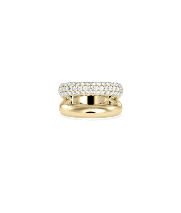 2 Wide Band Ring with double row diamond design in bold construction