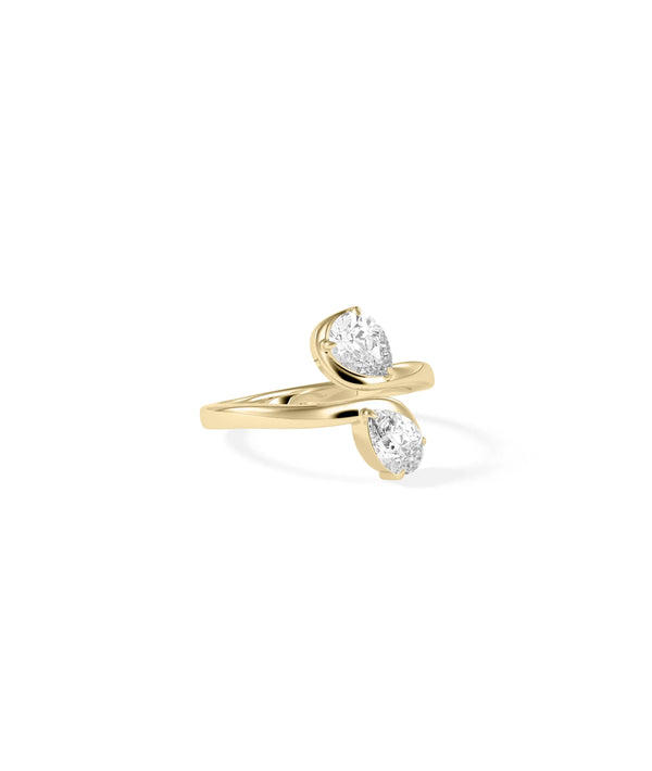 Close-up of Solitaire Bypass Ring showing intersecting band architecture alternate view