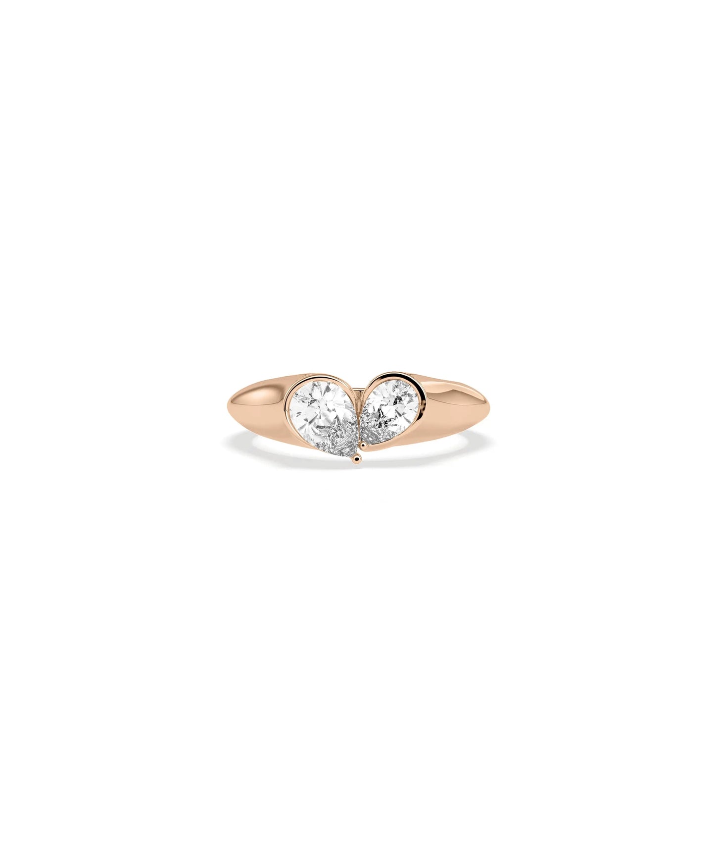 Side profile of Solitaire Heart Ring highlighting diamond brilliance