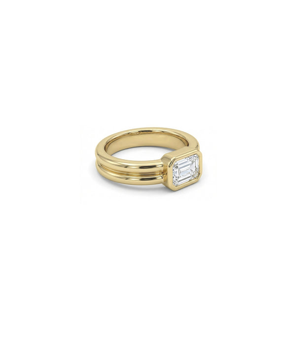 Solitaire Bezel Double Band Ring alternate view