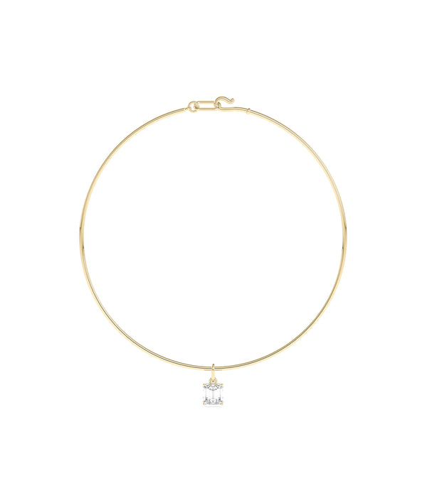Solitaire lab diamond collar necklace in 14K yellow gold