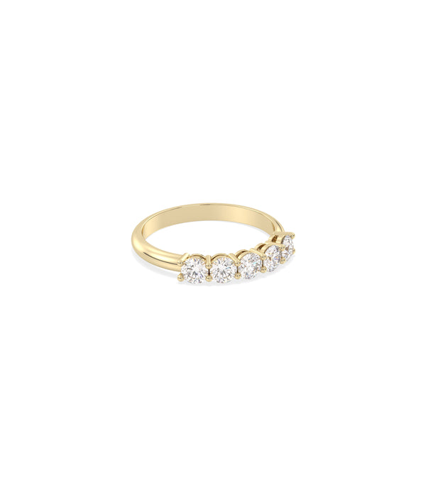5-stone band ring in 14K solid gold yellow gold side profile view alternate view