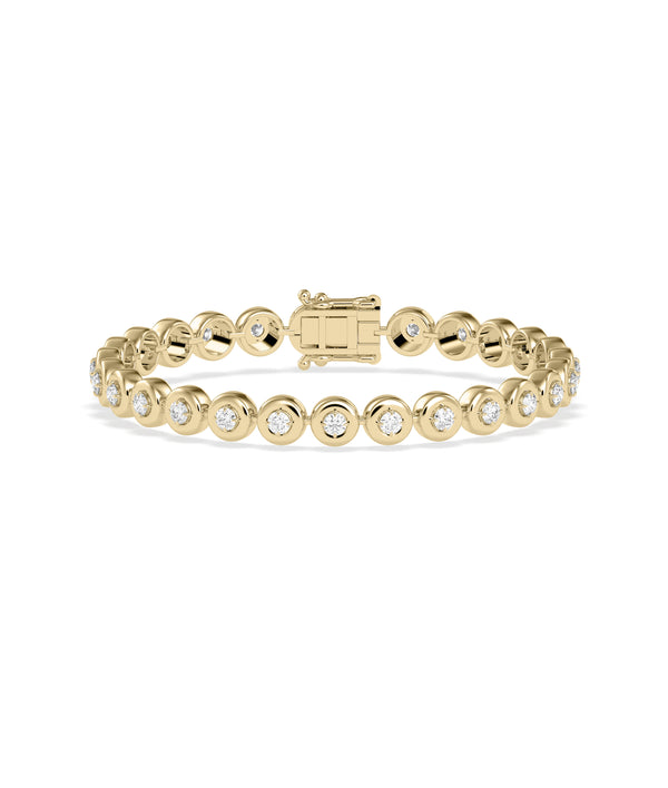 Bubble bezel diamond tennis bracelet in 14K yellow solid gold