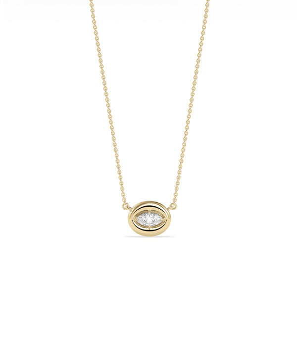Bubble solitaire diamond necklace crafted in 14K solid yellow gold