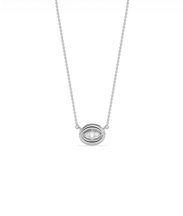 Bubble solitaire diamond necklace crafted in 14K solid white gold alternate view
