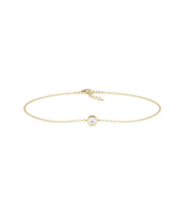 Diamond bezel solitaire bracelet in 14K yellow gold