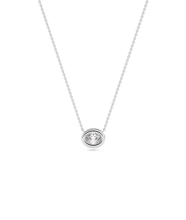 Diamond bubble solitaire necklace in 14K solid white gold alternate view