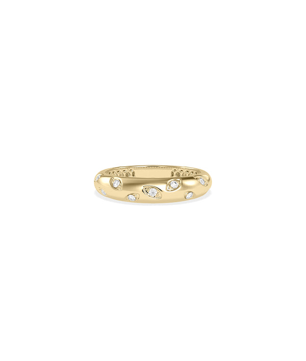 Diamond dome ring in 14K solid yellow gold band
