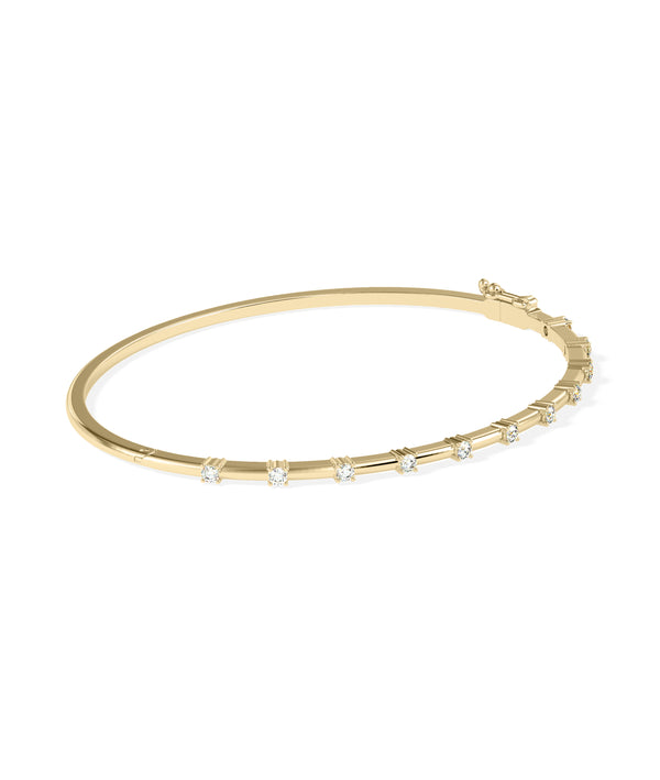 Diamond station bangle in 14K yellow gold, side view alternate view