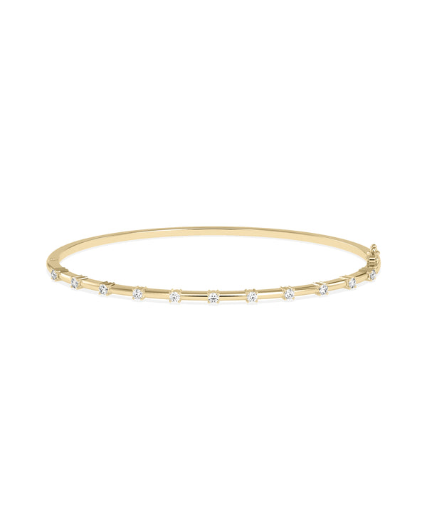 Diamond station bangle in 14K solid yellow gold