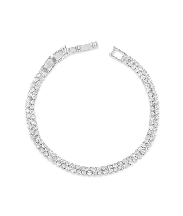 Double row diamond tennis bracelet in 14K solid white gold alternate view