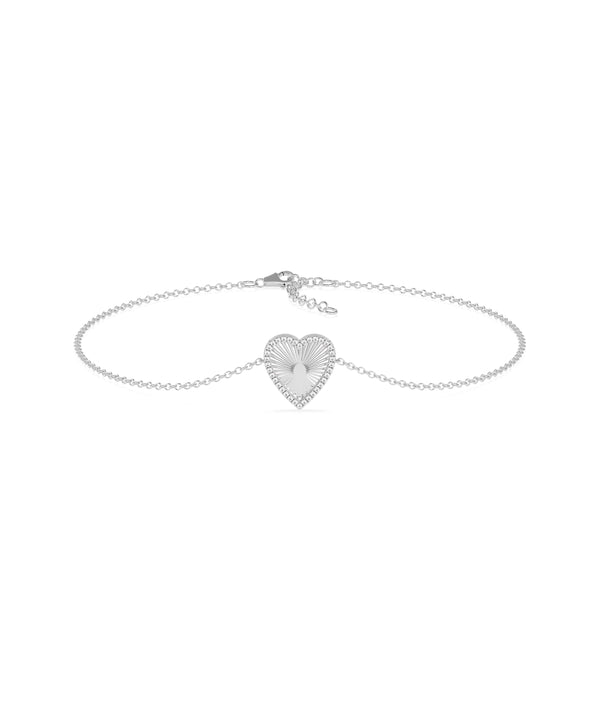 Heart fluted bracelet in 14K solid white gold alternate view