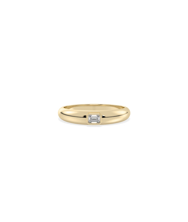 Emerald Cut Dome Diamond Solitaire Band Ring media