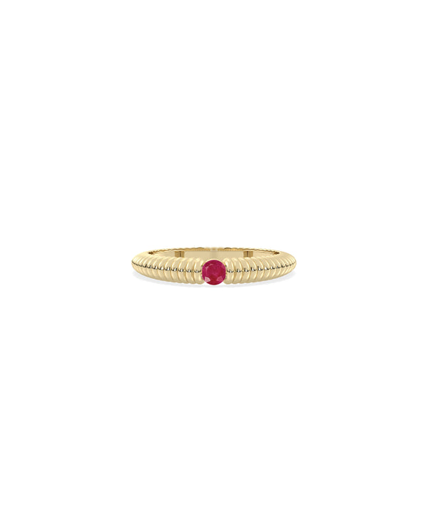JF11331 yellow gold ring featuring a ruby gemstone