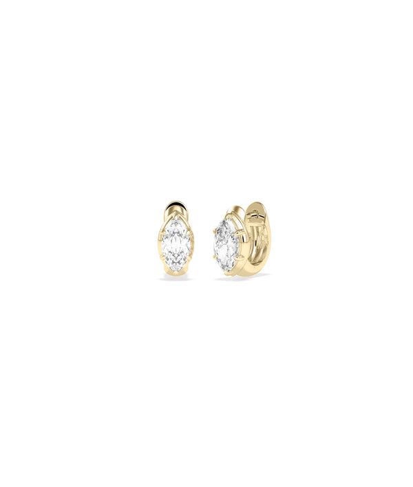 Marquise lab diamond huggie hoop earrings in 14K yellow gold