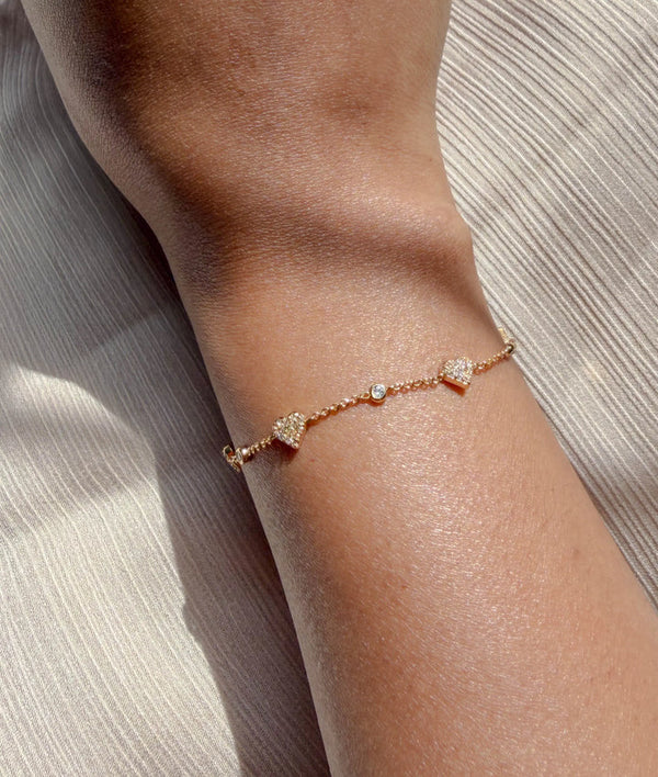 Pave Heart & Solitaire Station Bracelet media alternate view