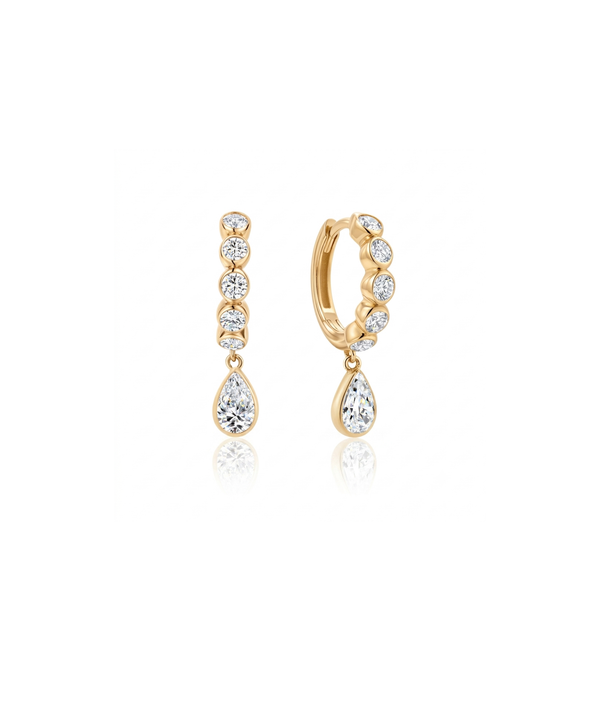 Pear lab diamond drop earrings in yellow gold
