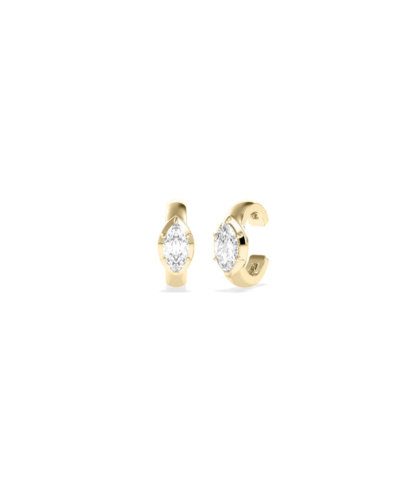 Solitaire marquise lab diamond ear cuff in 14K yellow gold