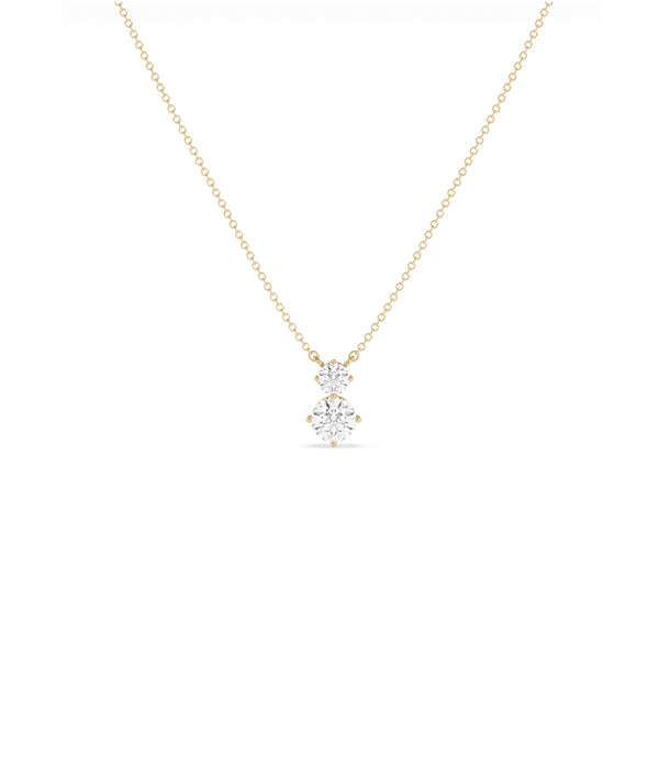 Two-stone diamond drop necklace in 14K yellow gold