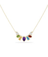 Multi Shape Gemstone Smile Necklace with rainbow gemstones in smile curve