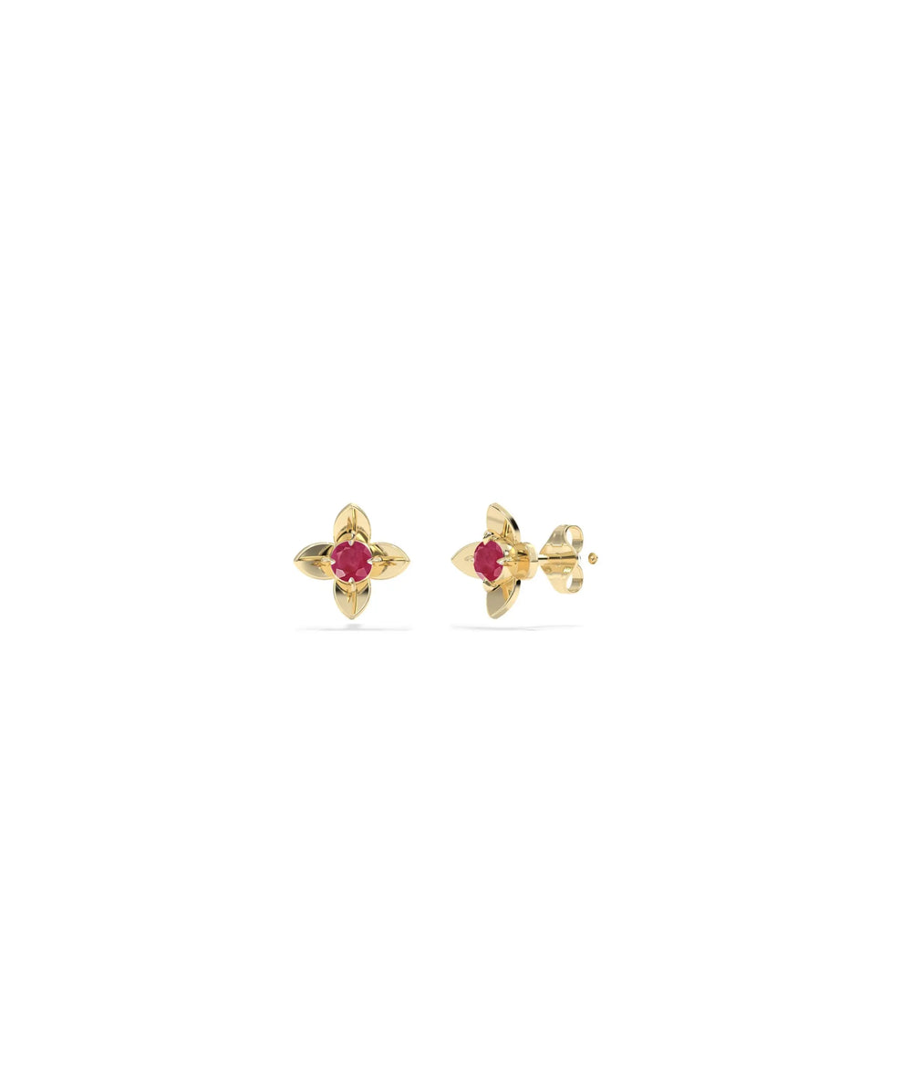 Birthstone Flower Stud Earring showing botanical design detail
