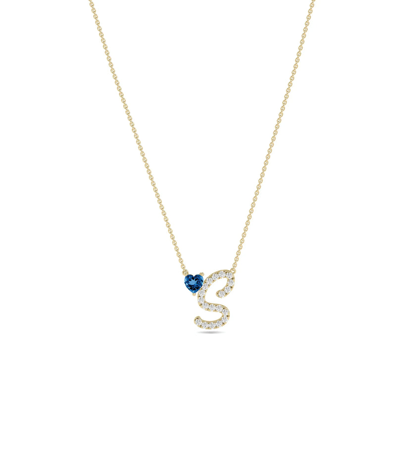 Diamond Initial with Solitaire Necklace - 79e | Everyday 14K Gold Jewelry