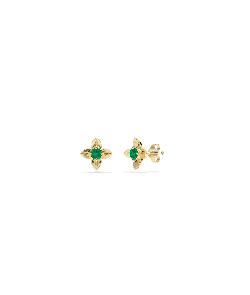 Birthstone Flower Stud Earring with personalized petal and diamond center