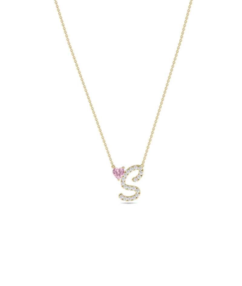 Diamond Initial with Solitaire Necklace - 79e | Everyday 14K Gold Jewelry
