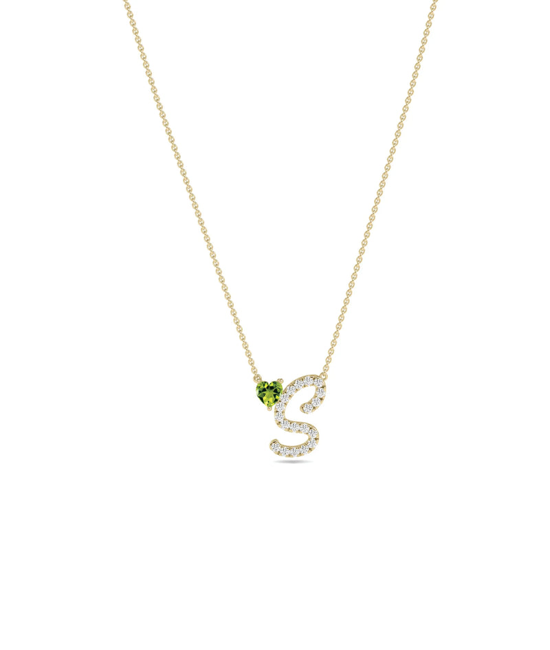 Diamond Initial with Solitaire Necklace - 79e | Everyday 14K Gold Jewelry