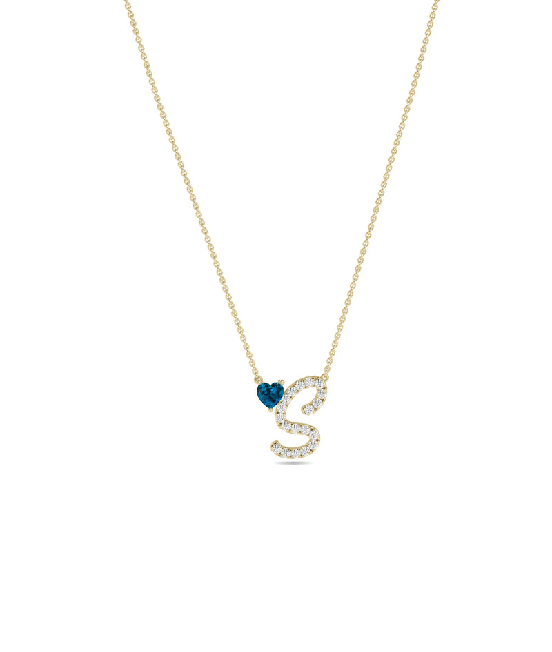 Diamond Initial with Solitaire Necklace - 79e | Everyday 14K Gold Jewelry