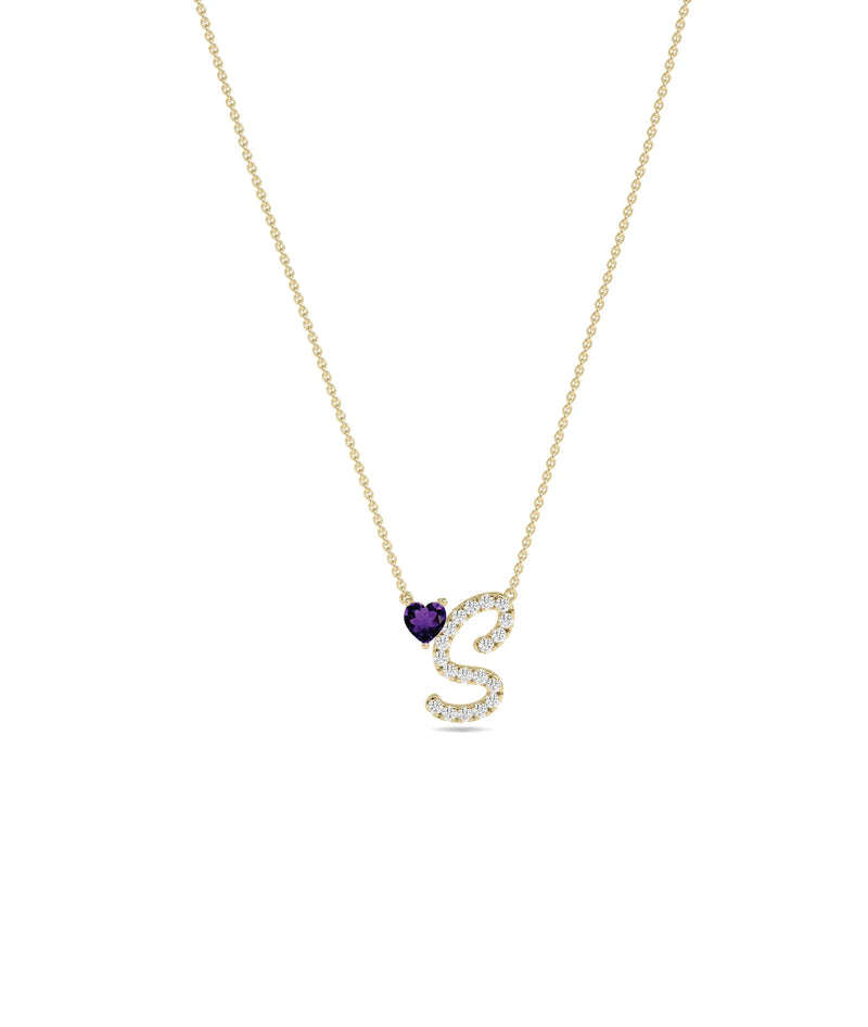 Diamond Initial with Solitaire Necklace - 79e | Everyday 14K Gold Jewelry
