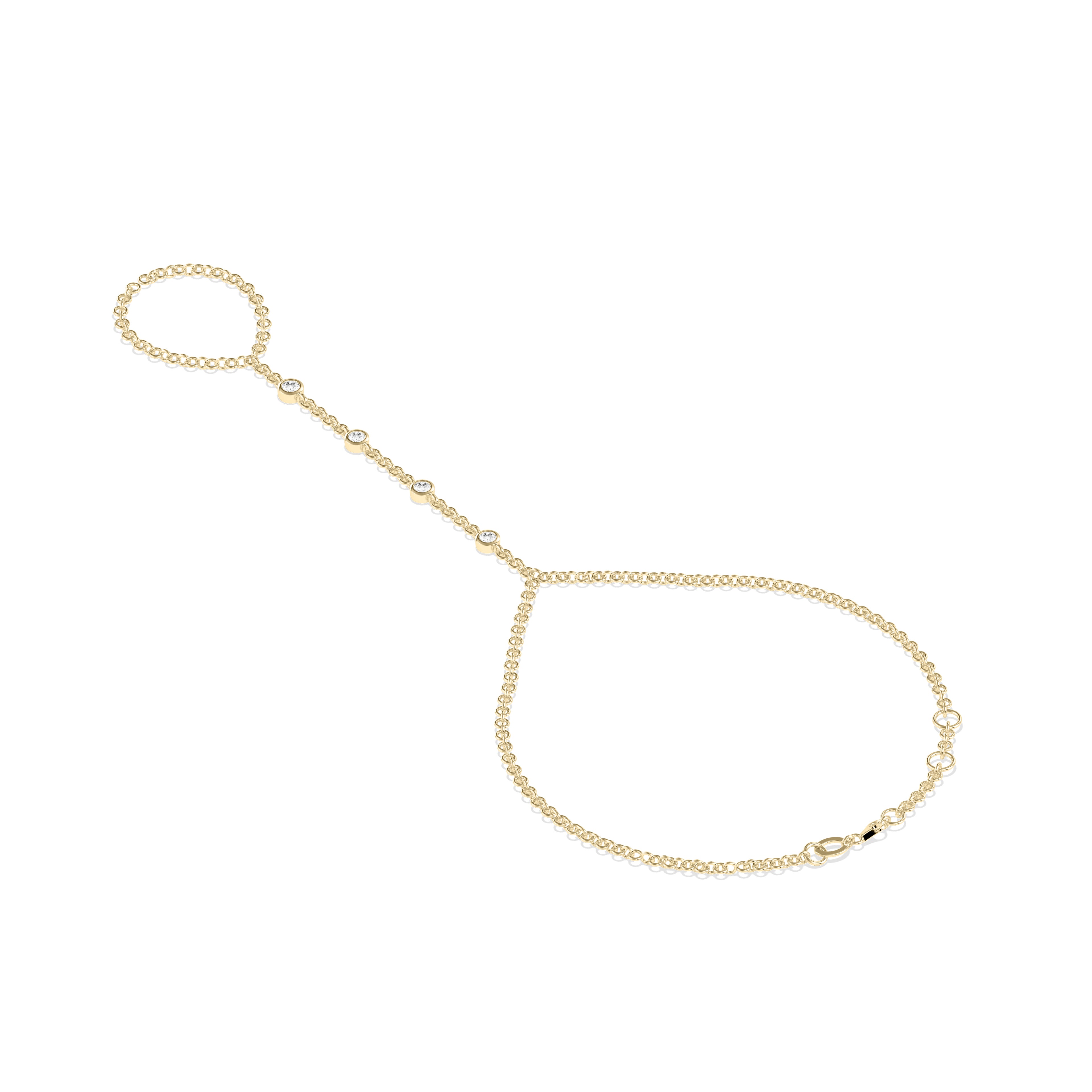 Bezel Set Round Lab Diamond Hand Chain Bracelet media