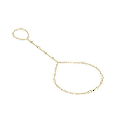 Bezel Set Round Lab Diamond Hand Chain Bracelet media