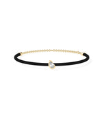 Pear lab diamond cord bracelet in yellow gold dainty style