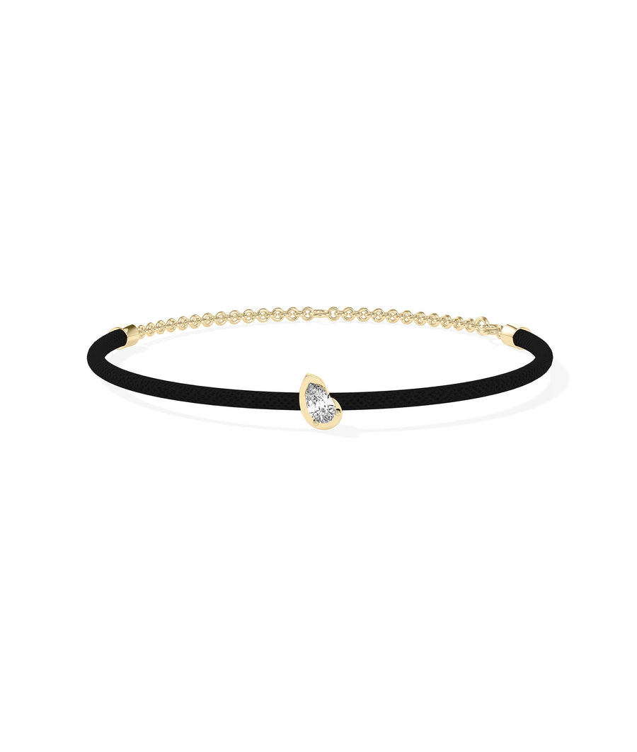 Pear lab diamond cord bracelet in yellow gold dainty style