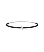 Pear lab diamond cord bracelet in white gold dainty design