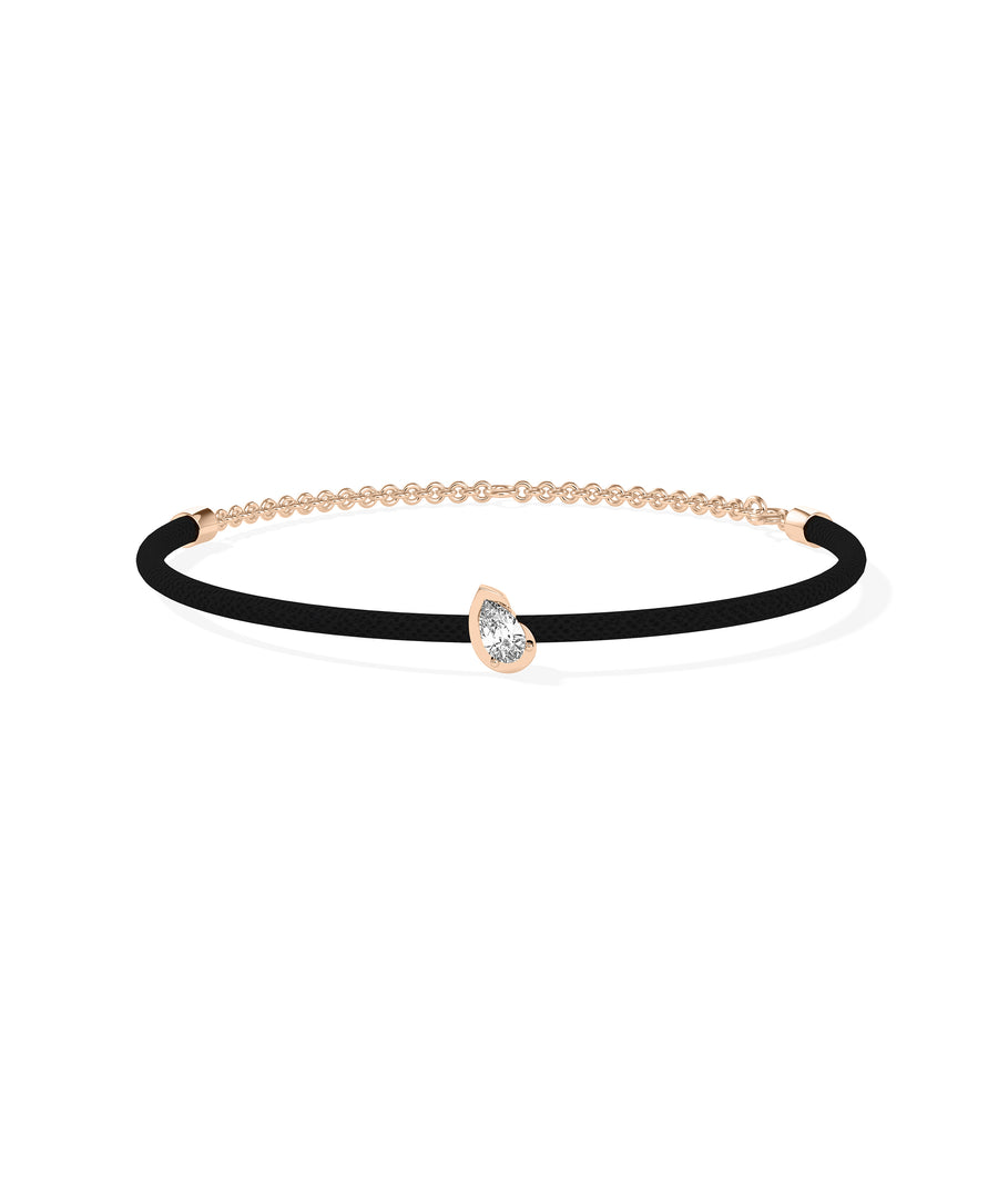 Pear lab diamond cord bracelet in rose gold dainty style