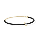 Pear lab diamond cord bracelet in yellow gold side profile view