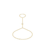 Bezel pear lab diamond hand chain bracelet in 14K yellow gold