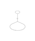 Bezel pear lab diamond hand chain bracelet in 14K white gold