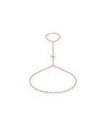 Bezel pear lab diamond hand chain bracelet in rose gold