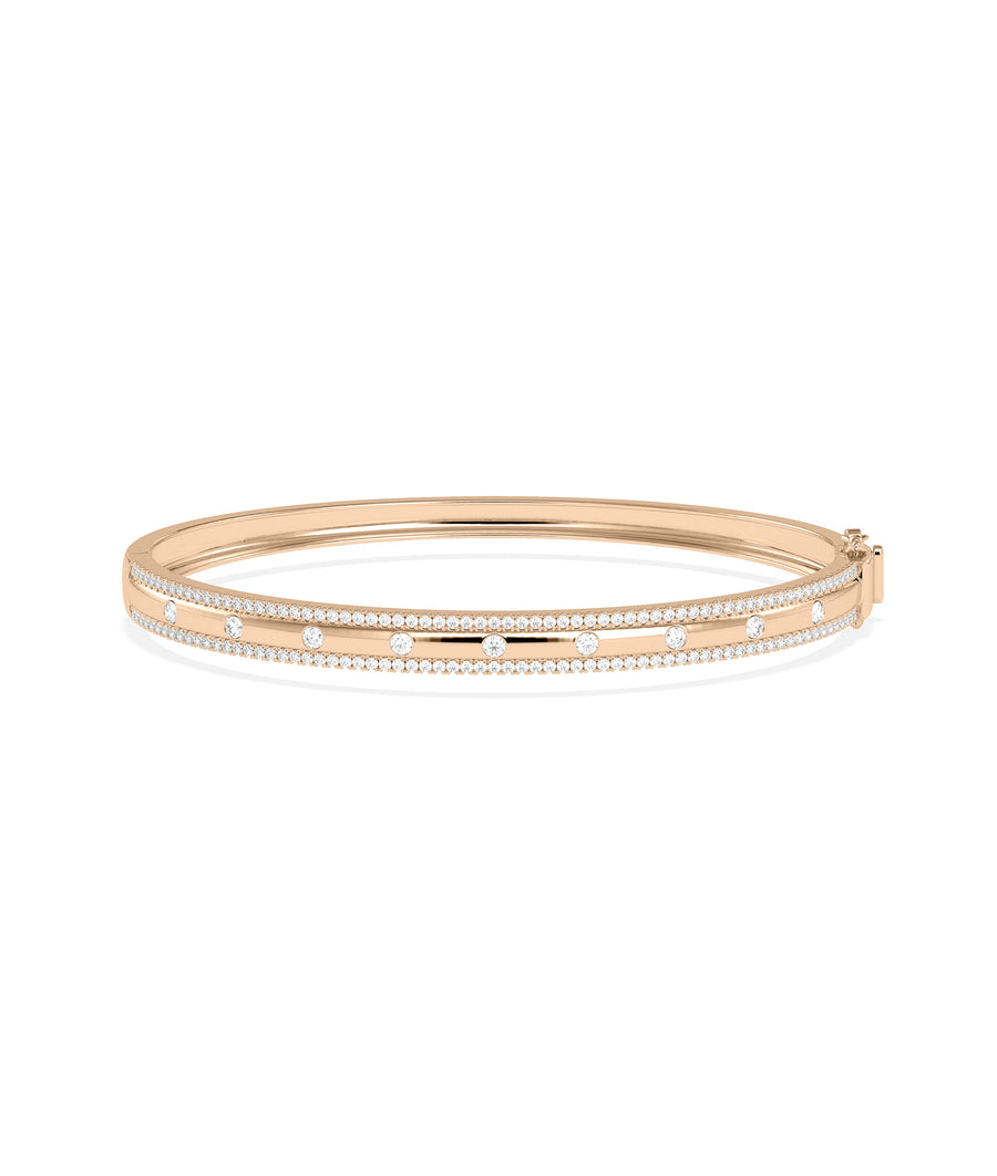 Diamond station bangle bracelet in 14K rose gold