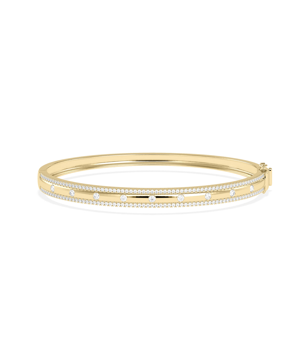 Diamond station bangle bracelet in 14K yellow gold