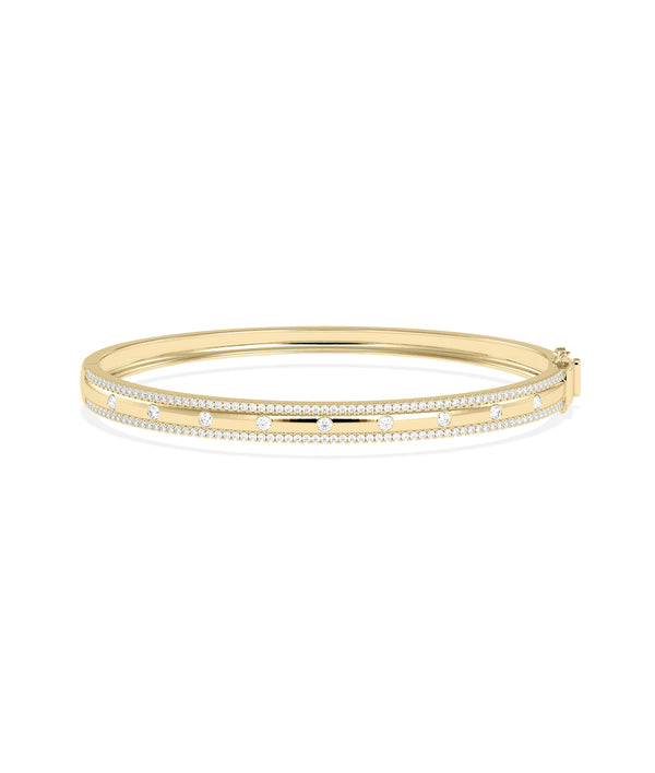 Diamond station bangle bracelet in 14K yellow gold