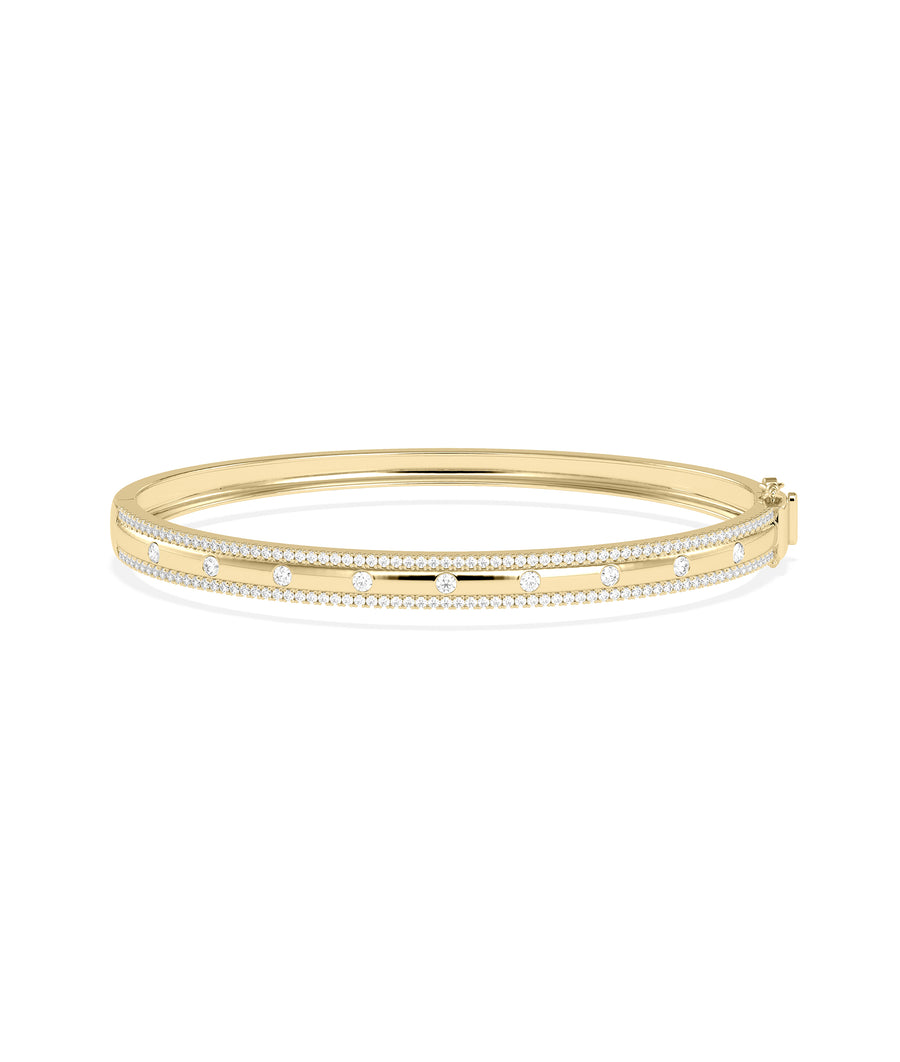 Diamond station bangle bracelet in 14K yellow gold