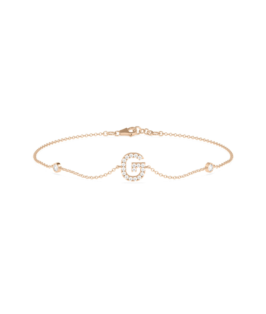 Diamond Initial Cable Link Bracelet media