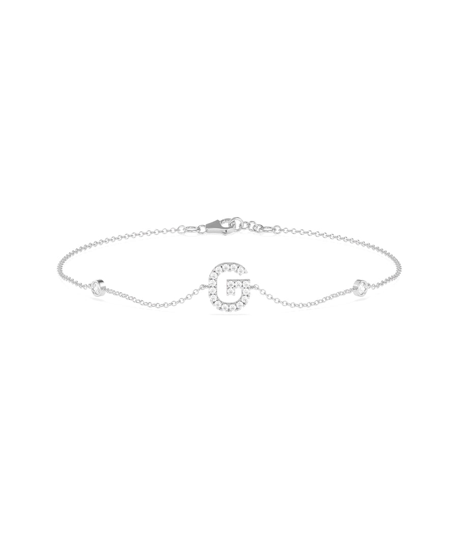 Diamond Initial Cable Link Bracelet media