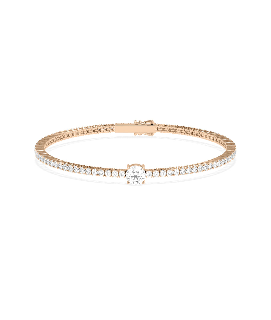 Diamond Tennis Bracelet with Solitaire media